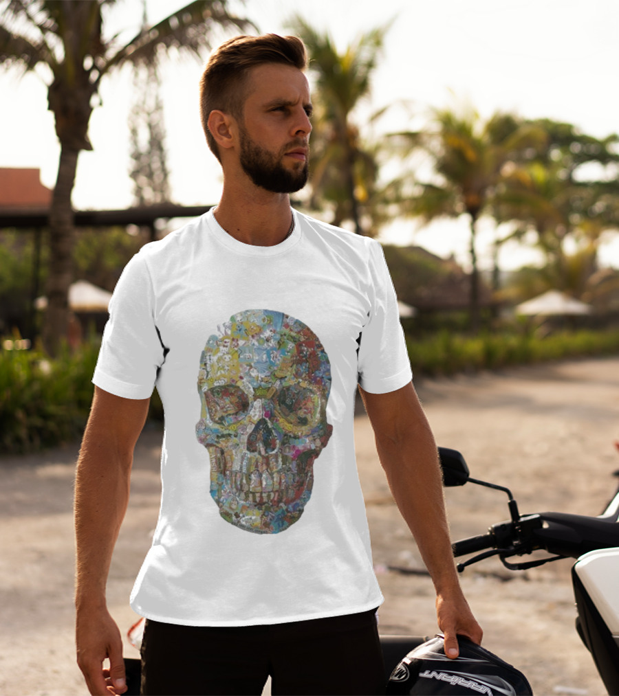 Noah Scalin Still Life Skull Collage Of Popular Culture T-Shirt