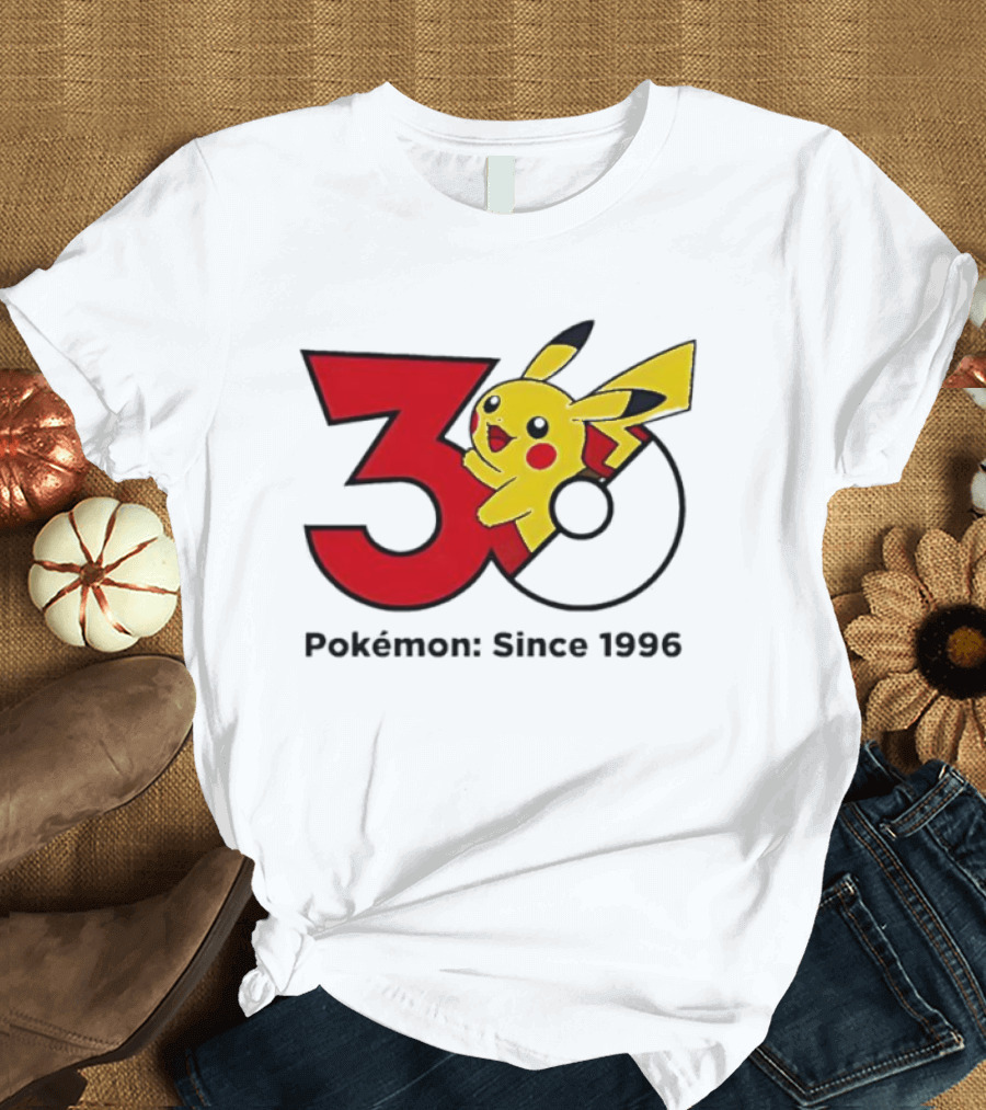 Pokémon 30th Anniversary Since 1996 Pikachu Celebration T-Shirt