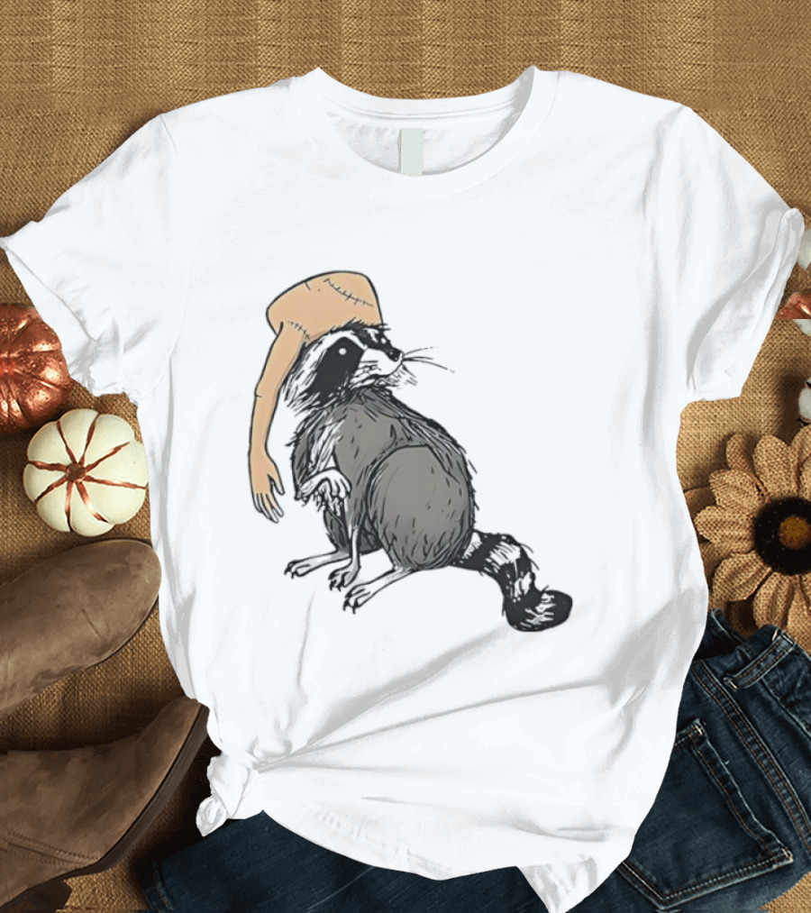 Raccoon With Human Arm Hat T-Shirt