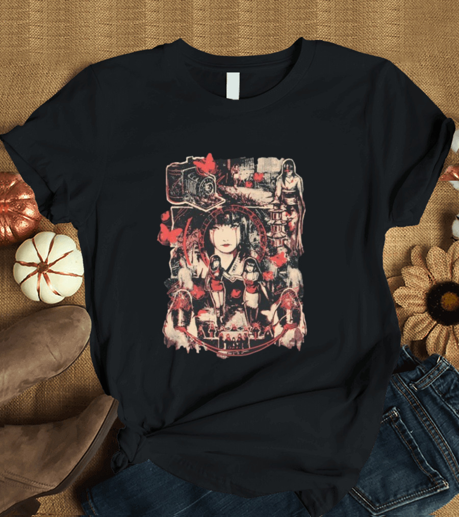 AGDQ 2026 Camera Obscura Horror Elements Red And Black Butterfly Motif T-Shirt