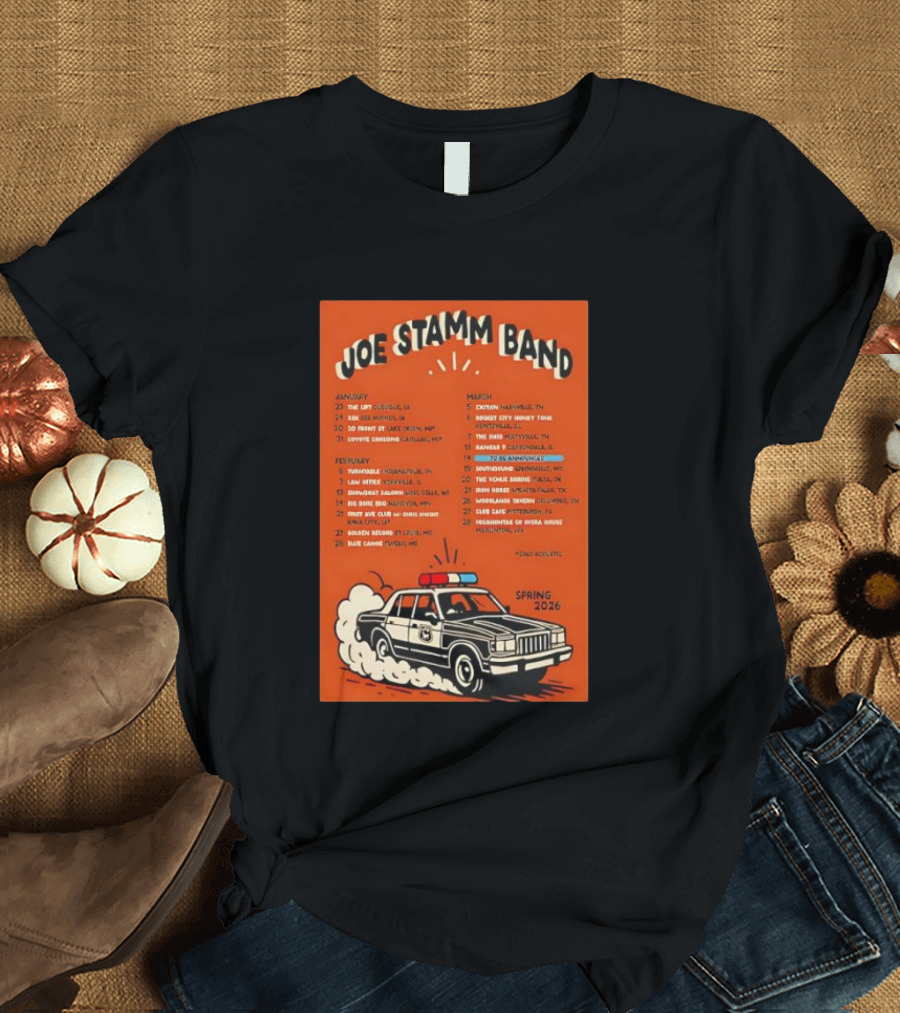 Joe Stamm Band Spring 2026 Tour Dates With Vintage Police Car T-Shirt