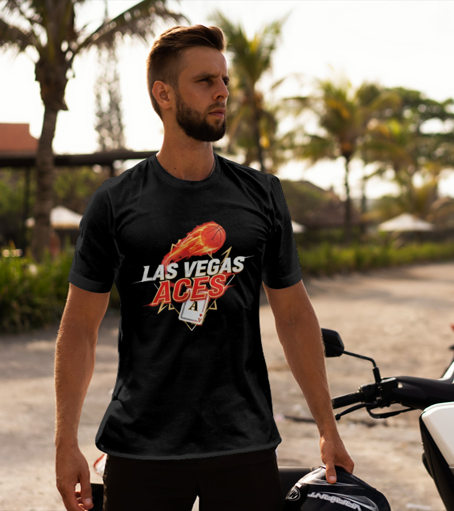 Las Vegas Aces Basketball Flaming Ball Ace Card WNBA T-Shirt