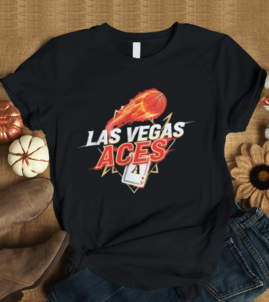 Las Vegas Aces Basketball Flaming Ball Ace Card WNBA T-Shirt