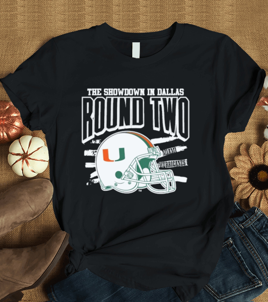 Miami Hurricanes Helmet The Showdown In Dallas Round Two T-Shirt