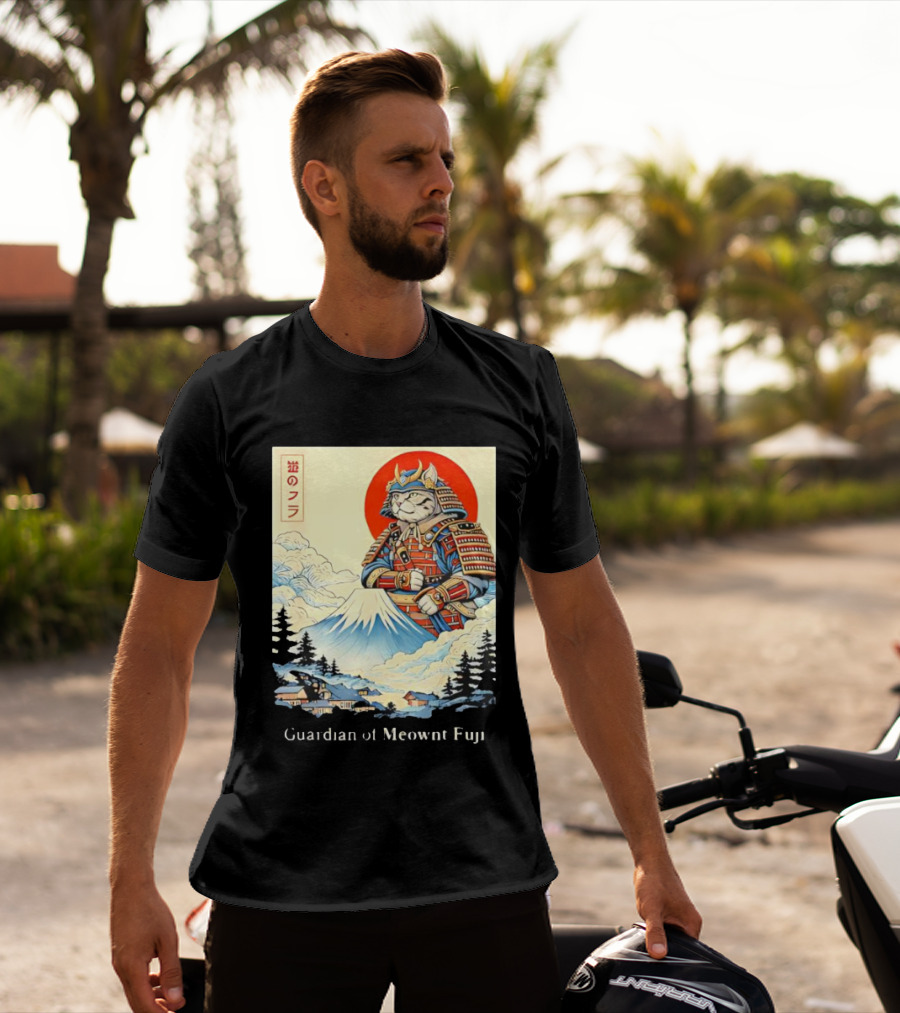 Guardian Of Meownt Fuji Samurai Cat Japanese T-Shirt
