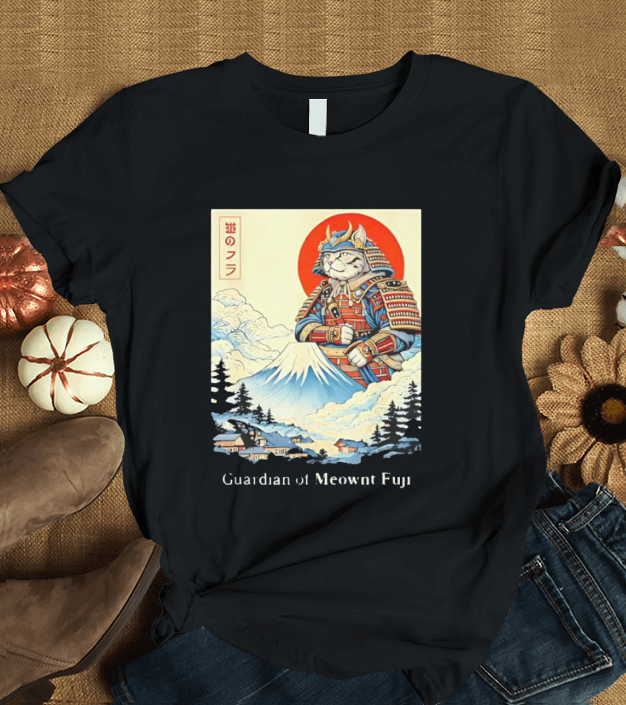 Guardian Of Meownt Fuji Samurai Cat Japanese T-Shirt
