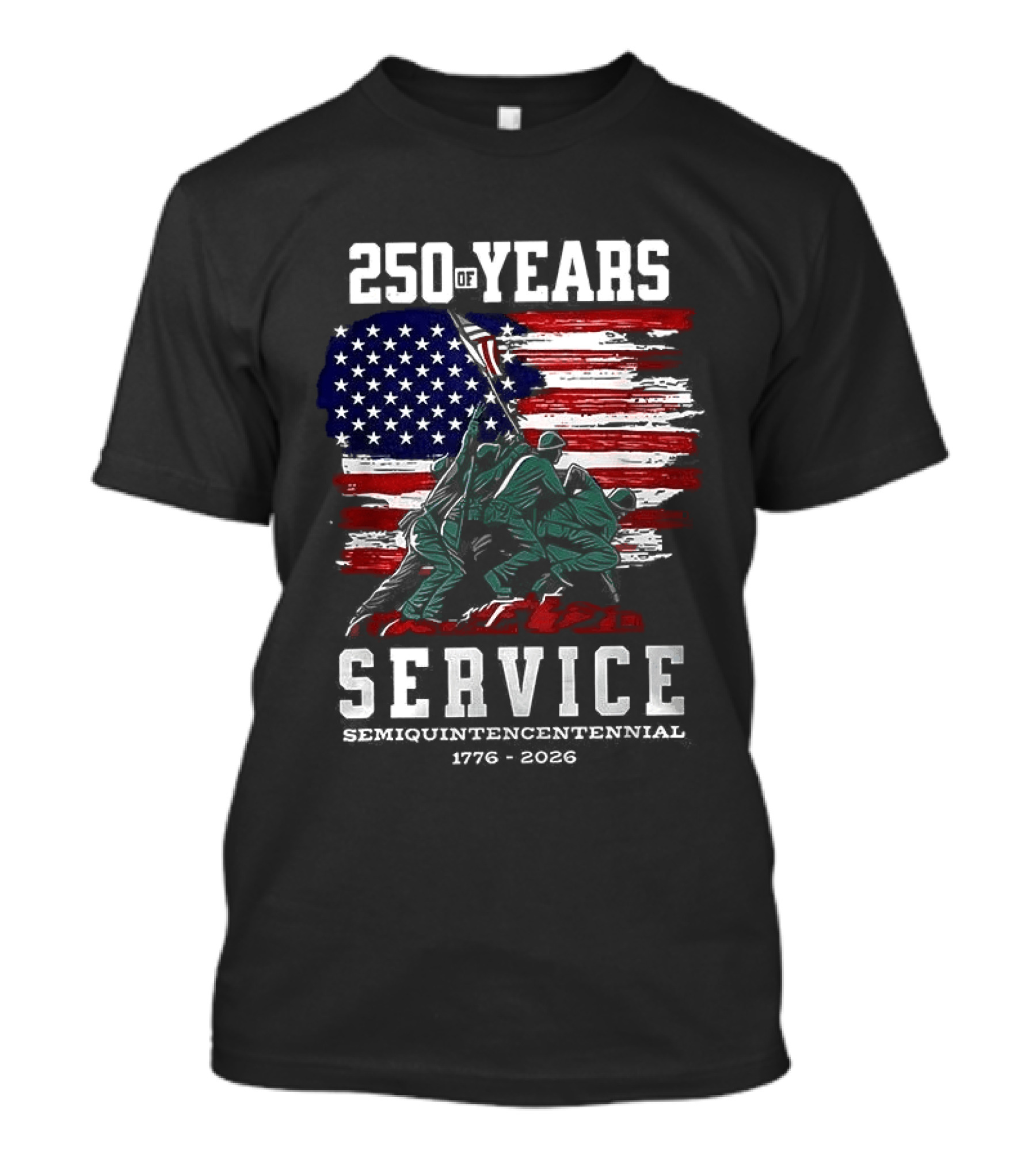 250 Years Service America Anniversary Semiquincentennial US Flag 1776 2026 T-Shirt