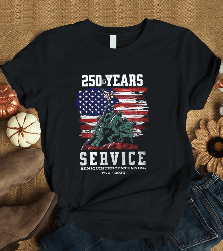 250 Years Service America Anniversary Semiquincentennial US Flag 1776 2026 T-Shirt