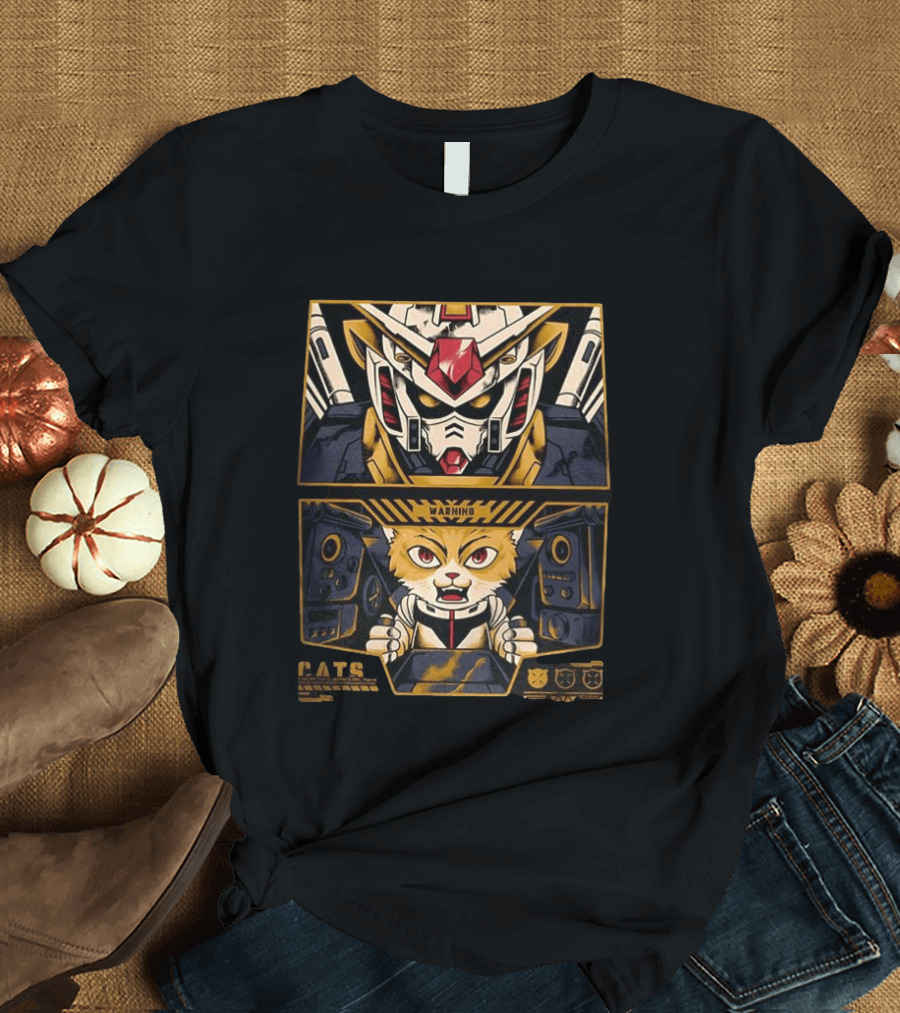 Amuro The Cat RX 78 2 Gundam Anime Warning Cats Play Grumpy Meows T-Shirt
