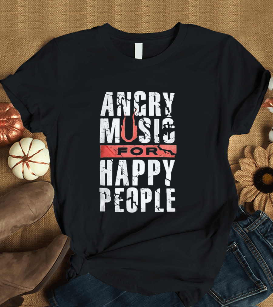 Angry Music For Happy People Red Lightning Bold T-Shirt
