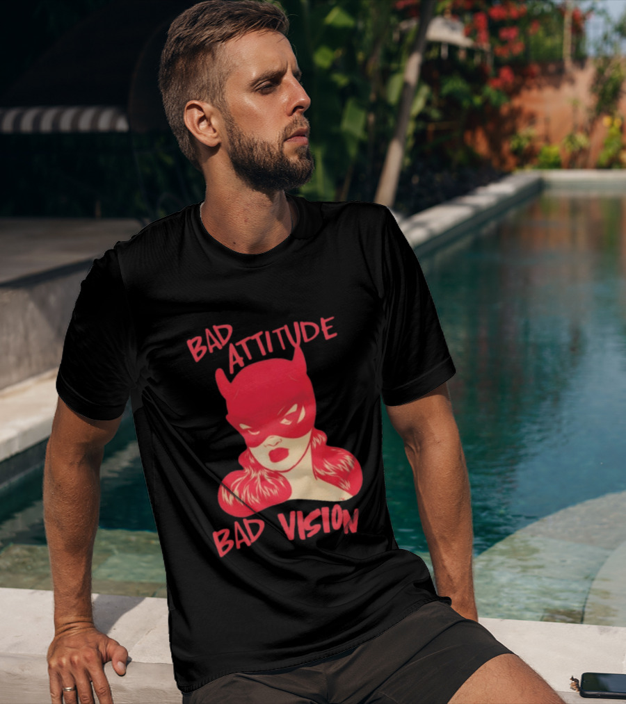 Bad Attitude Bad Vision HDZ Retro Comic Style Masked Woman T-Shirt