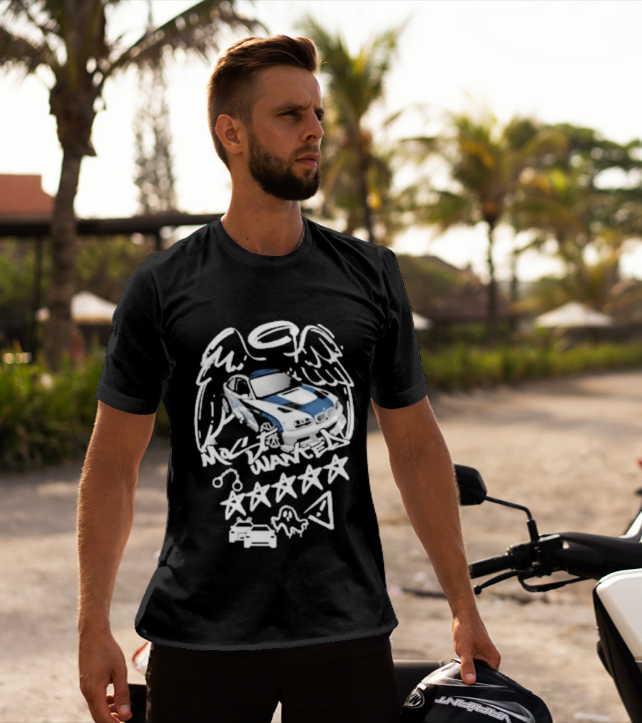 BMW M3 E46 Most Wanted Halo Angel Wings Five Stars T-Shirt