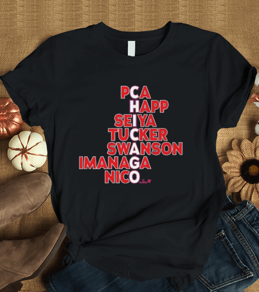 PCA Happ Seiya Tucker Swanson Imanaga Nico Chicago Bulls T-Shirt