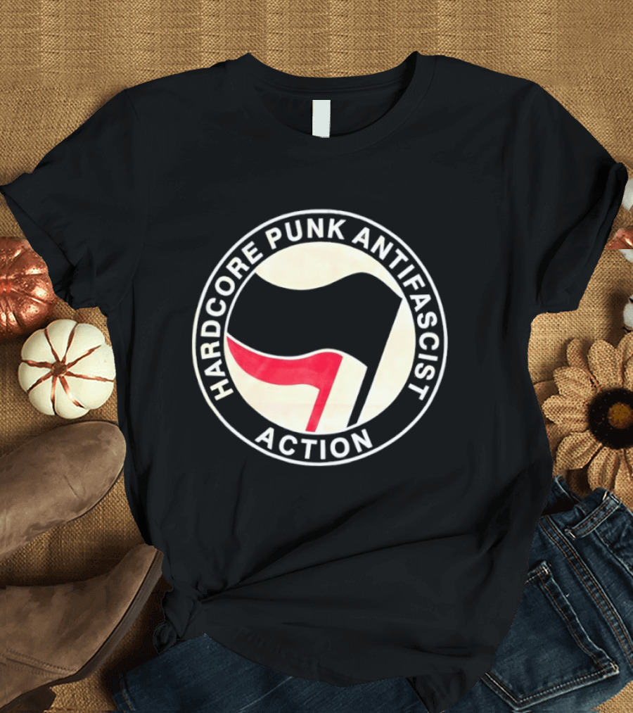 Hardcore Punk Antifascist Action Red Flag T-Shirt