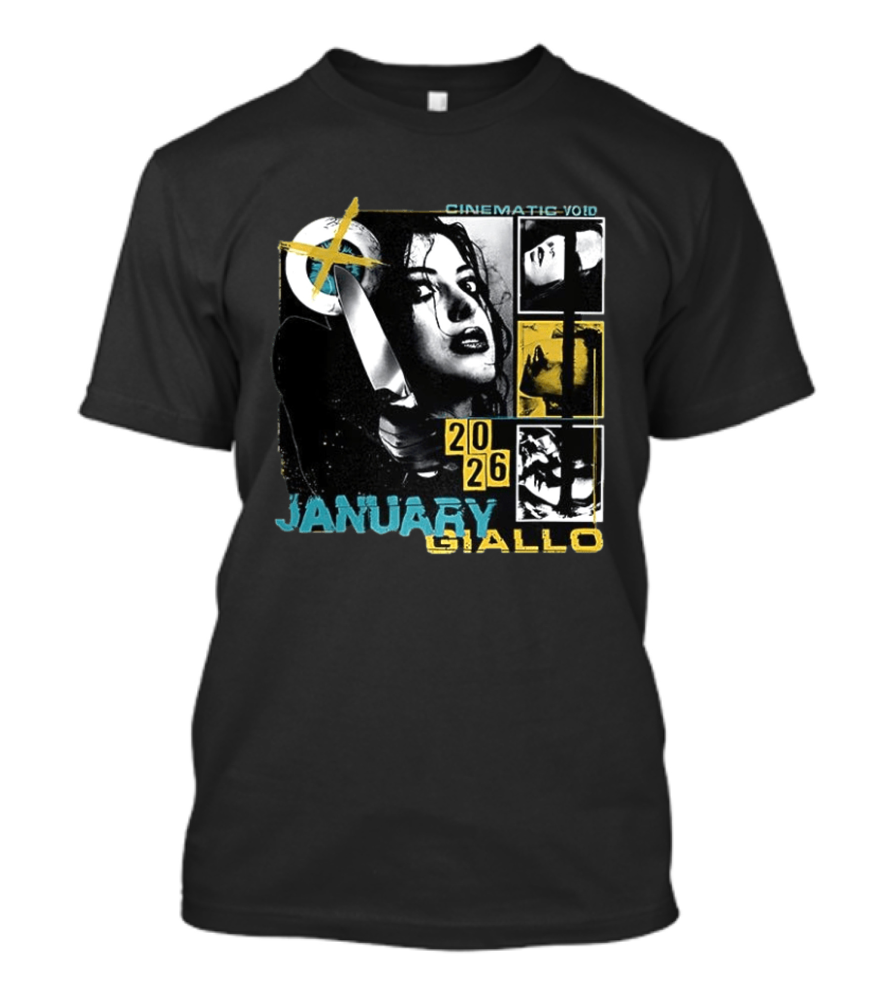 Cinematic Void January Giallo 2026 Knife Black And Yellow T-Shirt