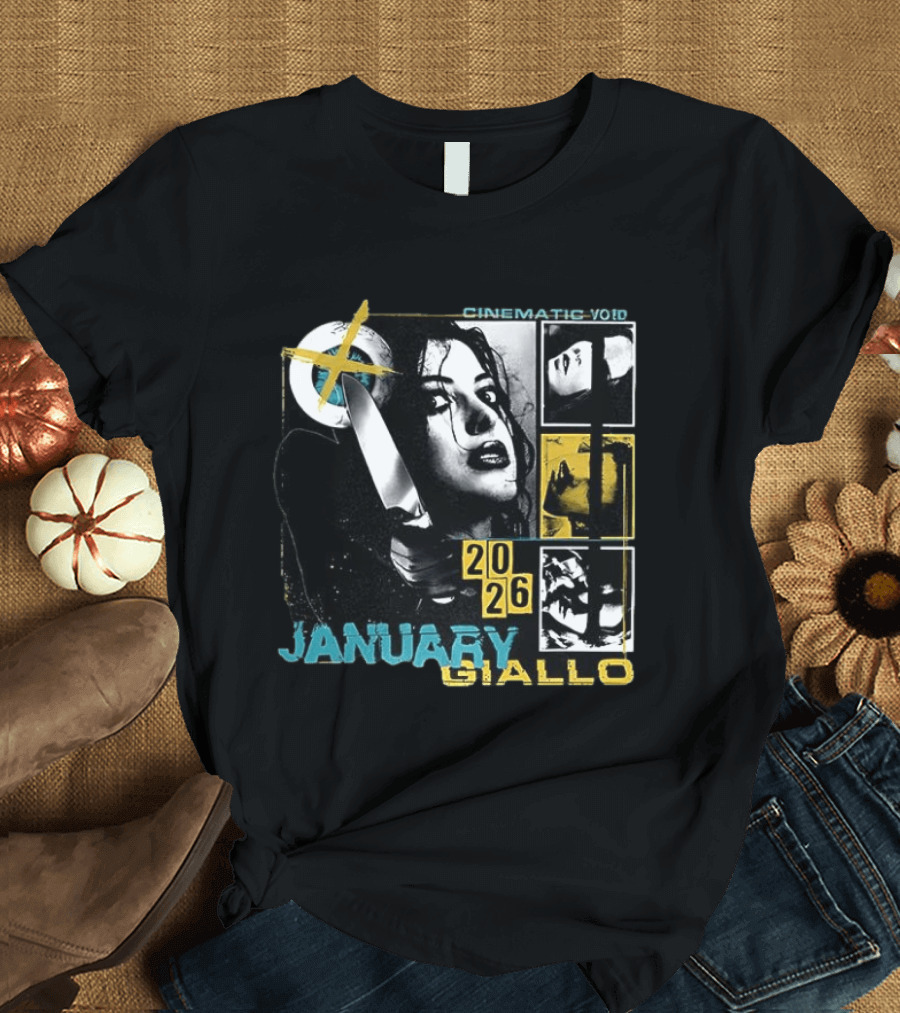Cinematic Void January Giallo 2026 Knife Black And Yellow T-Shirt