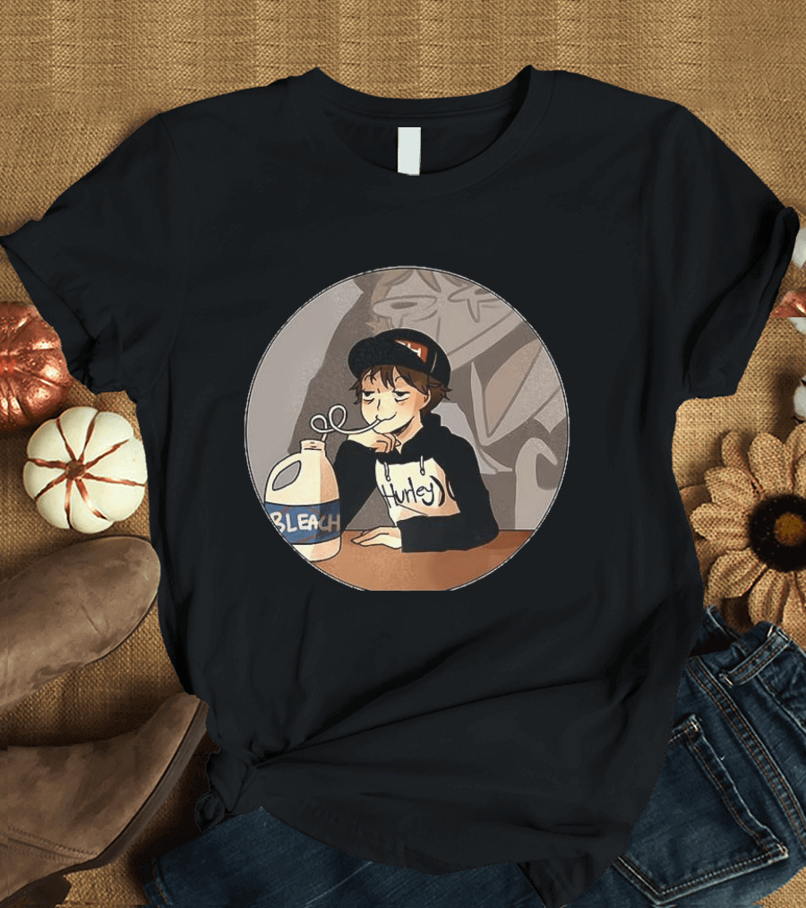 Leafy Hurley Drinking Bleach Meme Gaming Dark Light T-Shirt