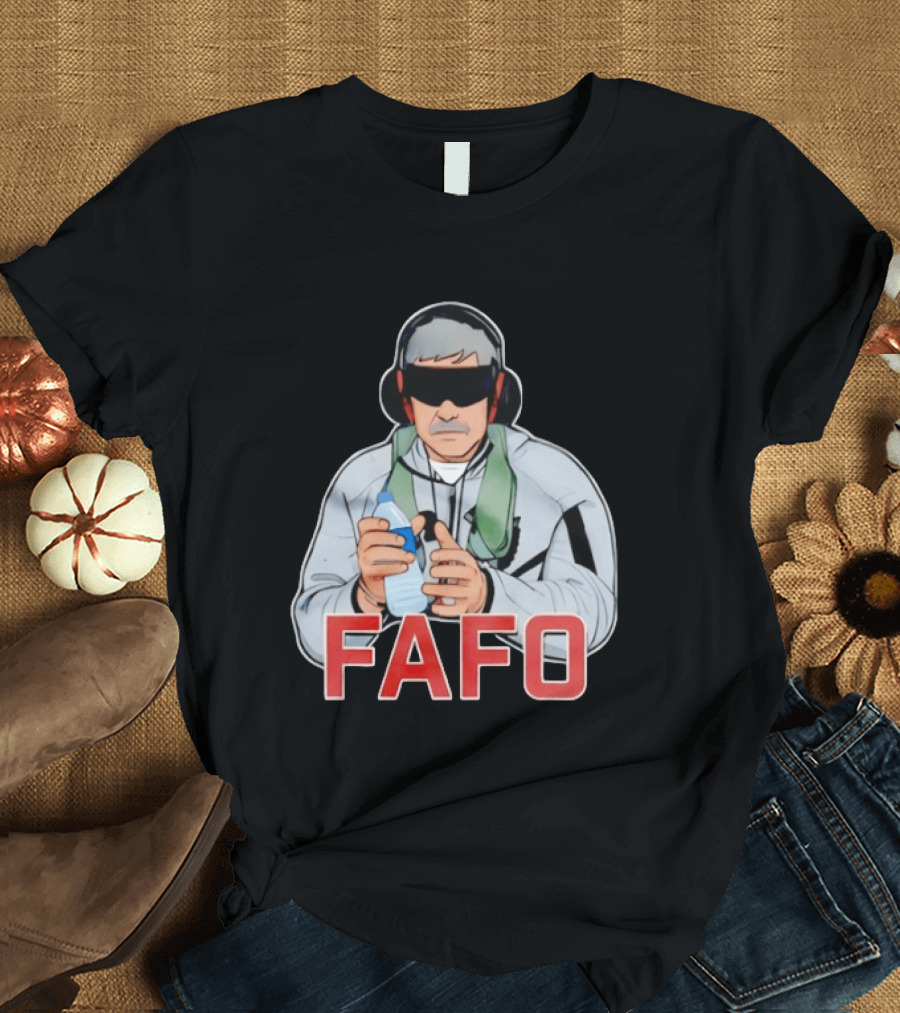 FAFO Maduro Character With Headphones And Water Bottle T-Shirt
