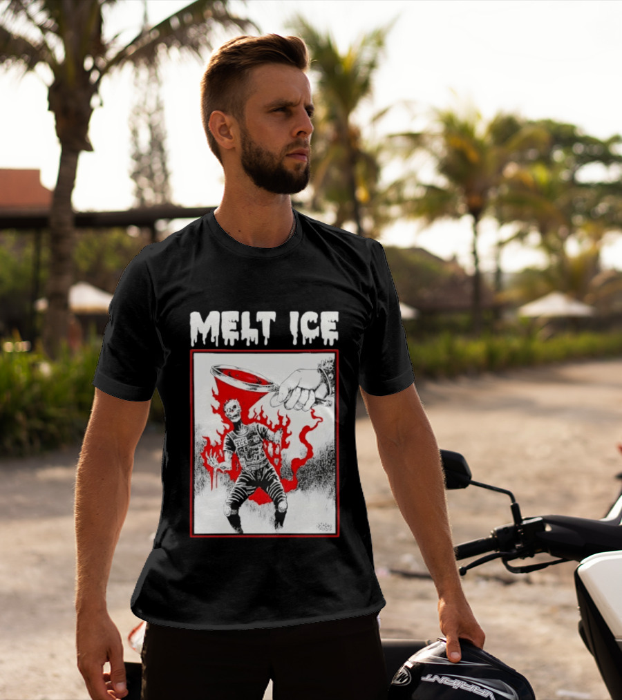Melt Ice Skeleton Magnifying Glass Scene T-Shirt
