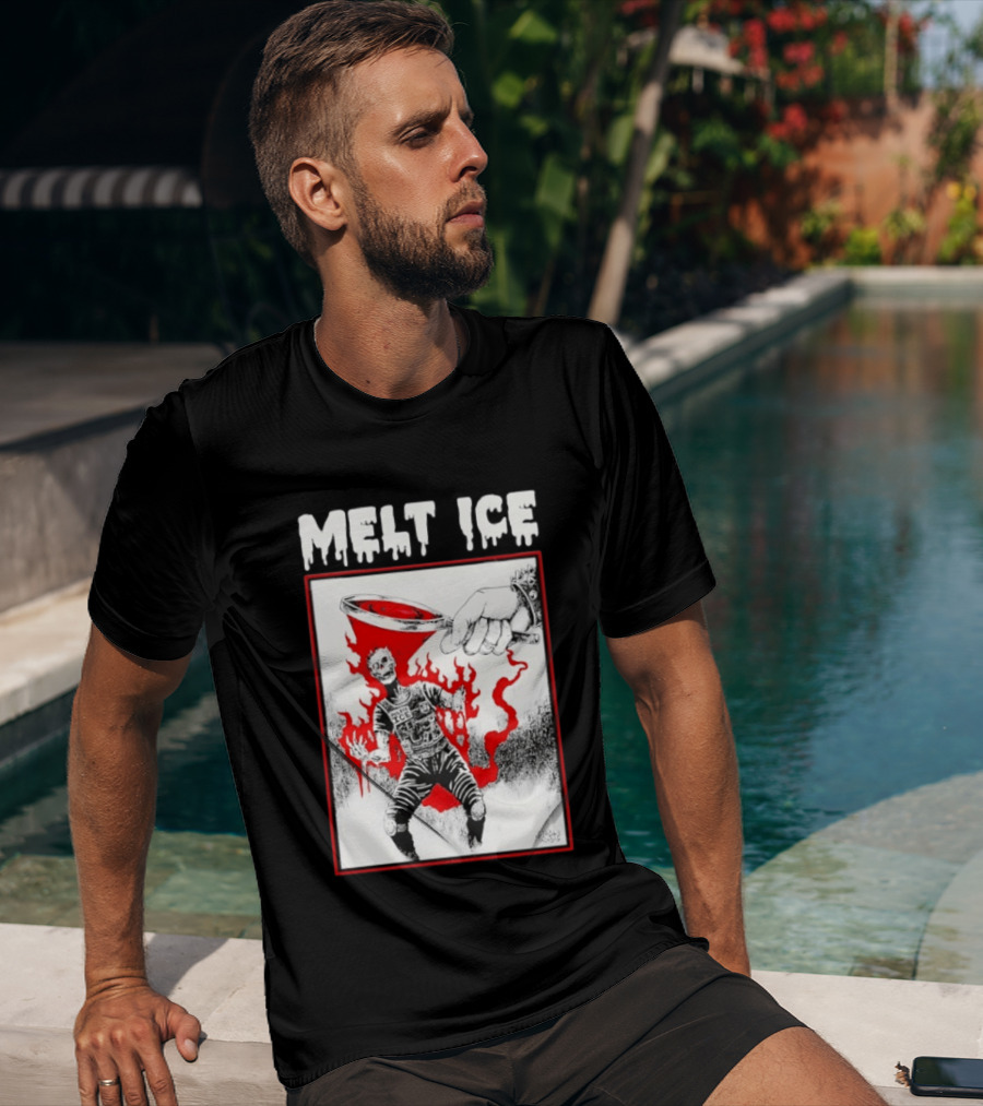 Melt Ice Skeleton Magnifying Glass Scene T-Shirt