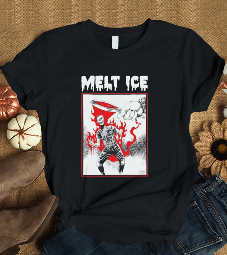 Melt Ice Skeleton Magnifying Glass Scene T-Shirt