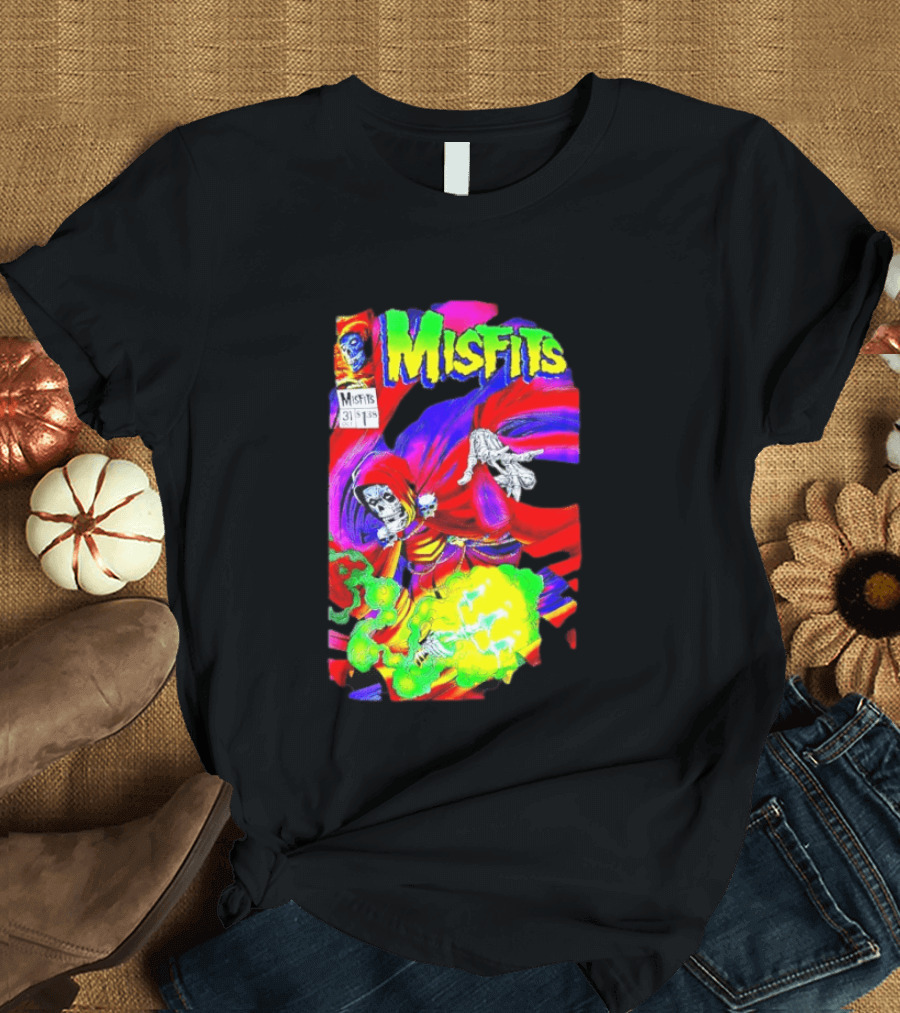 Misfits Hell Fiend Spawn 31 Fiend Skull Cloak Neon T-Shirt