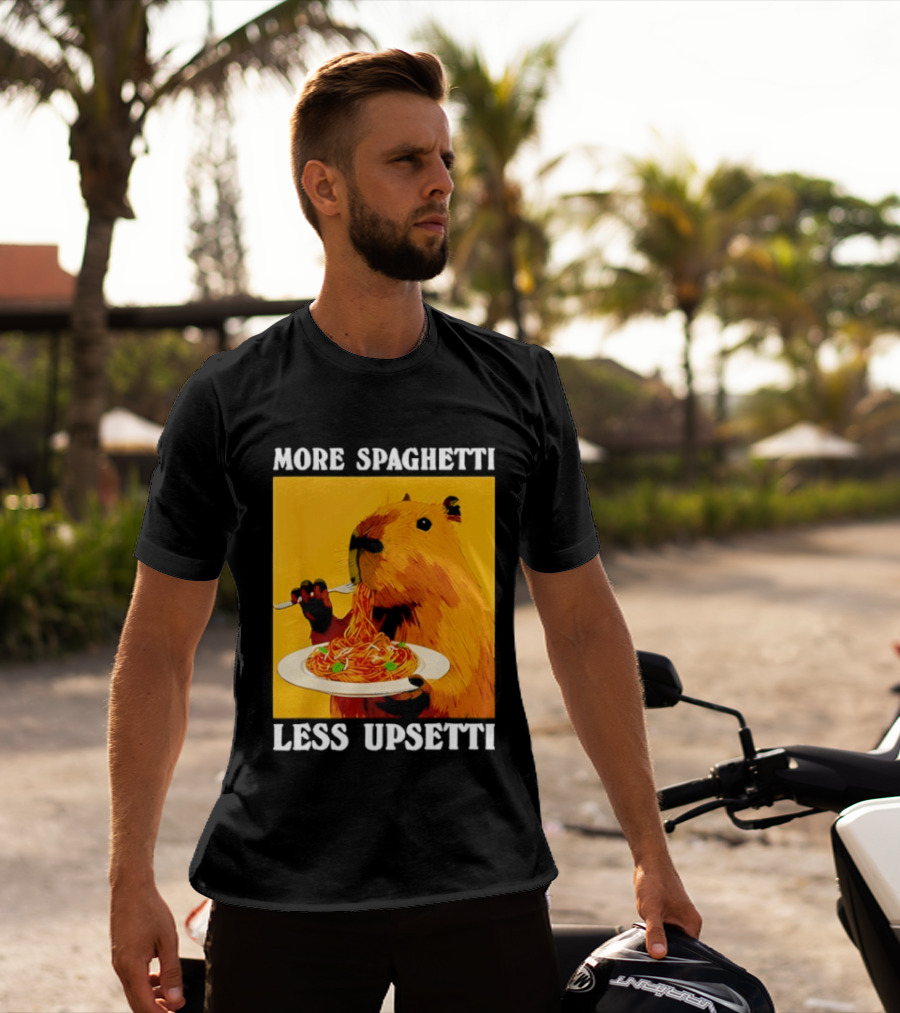 More Spaghetti Less Upsetti Capybara Eating Pasta Plate T-Shirt