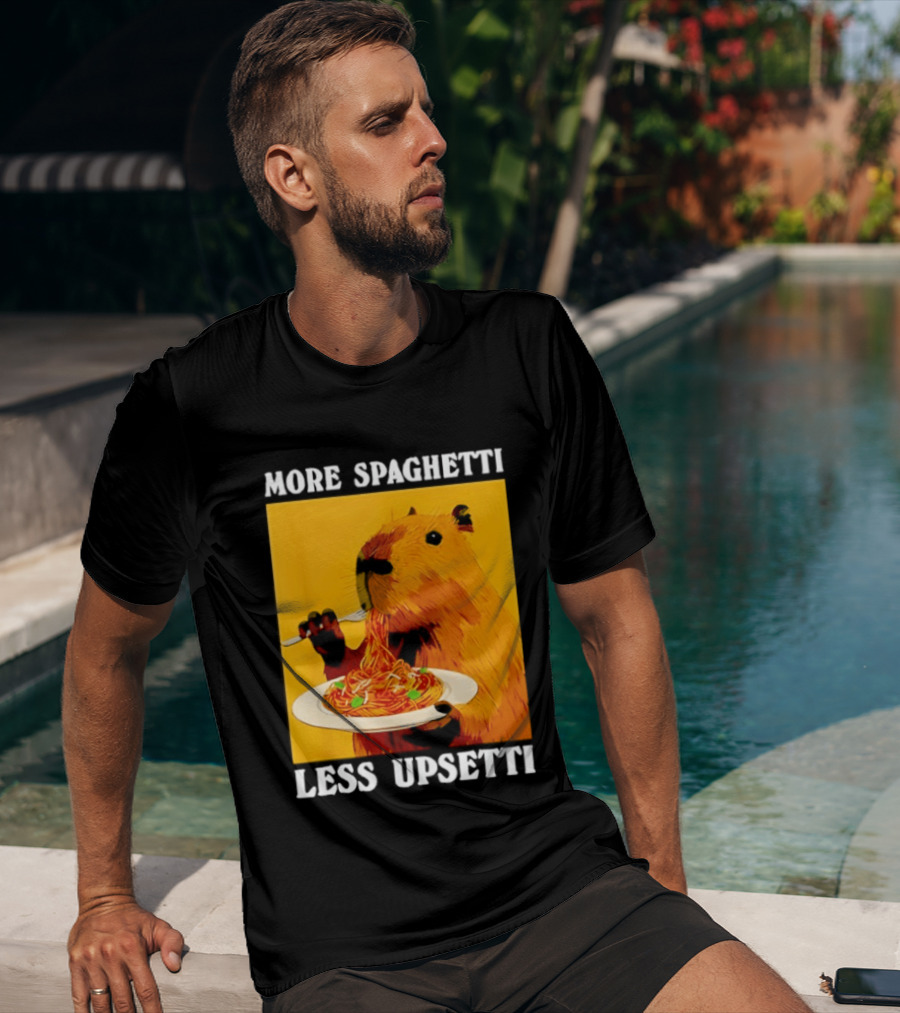 More Spaghetti Less Upsetti Capybara Eating Pasta Plate T-Shirt
