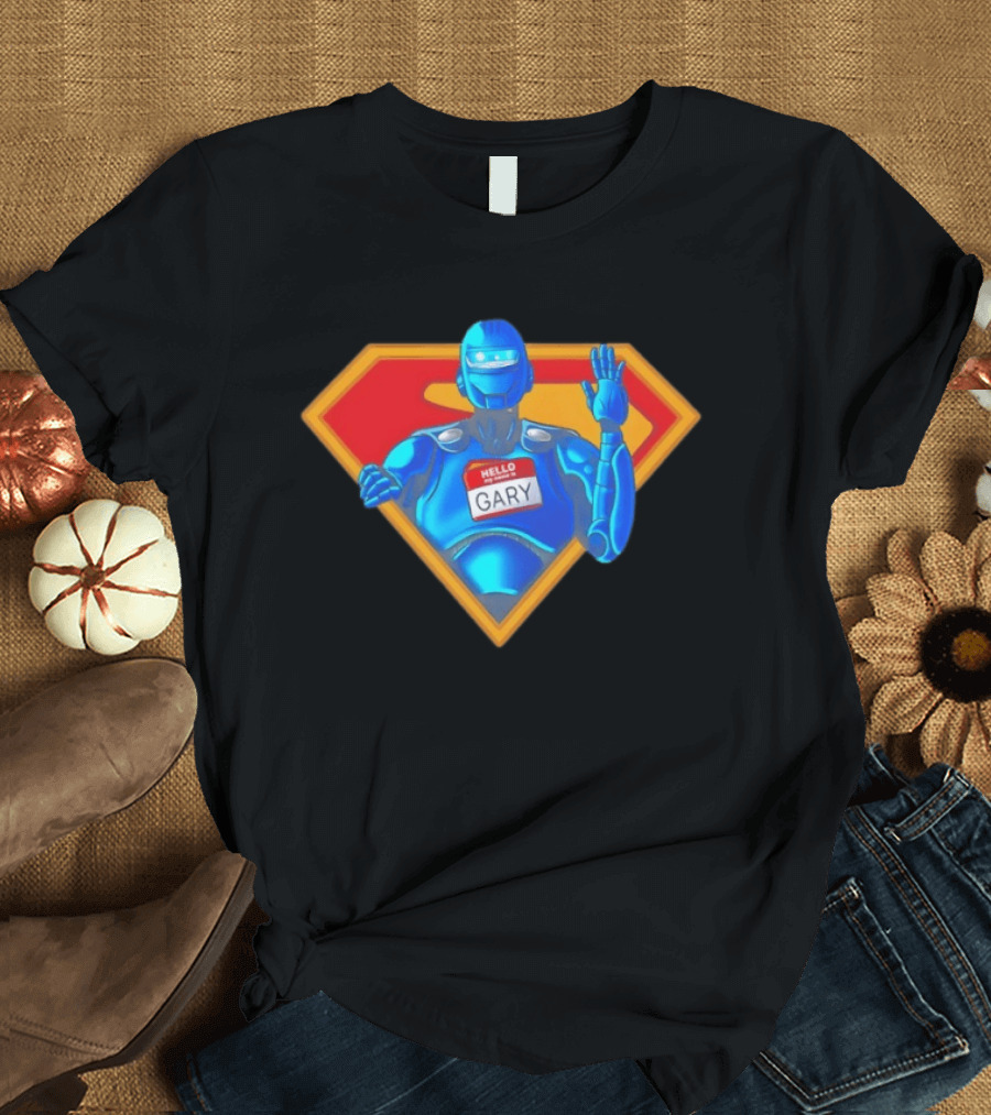Gary Robot Superman Parody With Nametag T-Shirt