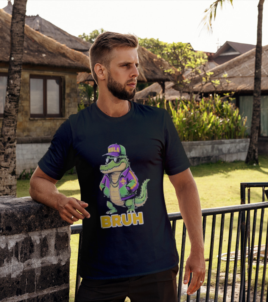 New Orleans Alligator Nola Bruh Mardi Gras Party Vibe T-Shirt