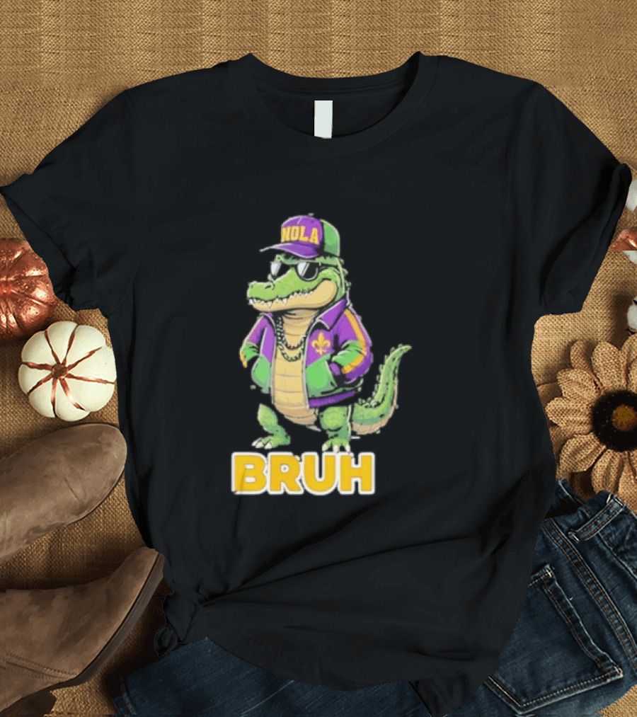 New Orleans Alligator Nola Bruh Mardi Gras Party Vibe T-Shirt