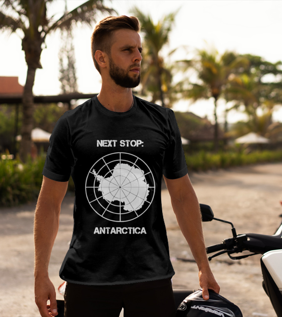 Next Stop Antarctica Map Outline Adventure T-Shirt
