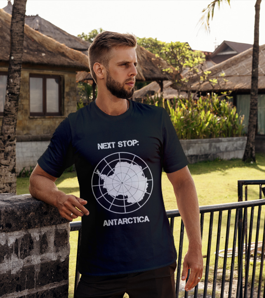 Next Stop Antarctica Map Outline Adventure T-Shirt