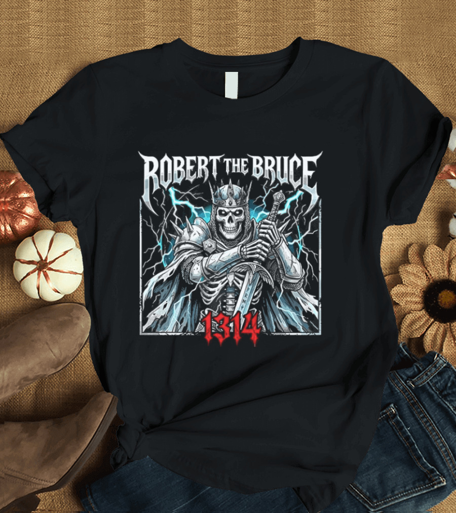 Robert The Bruce 1314 Scottish King Lightning Battle Scene T-Shirt