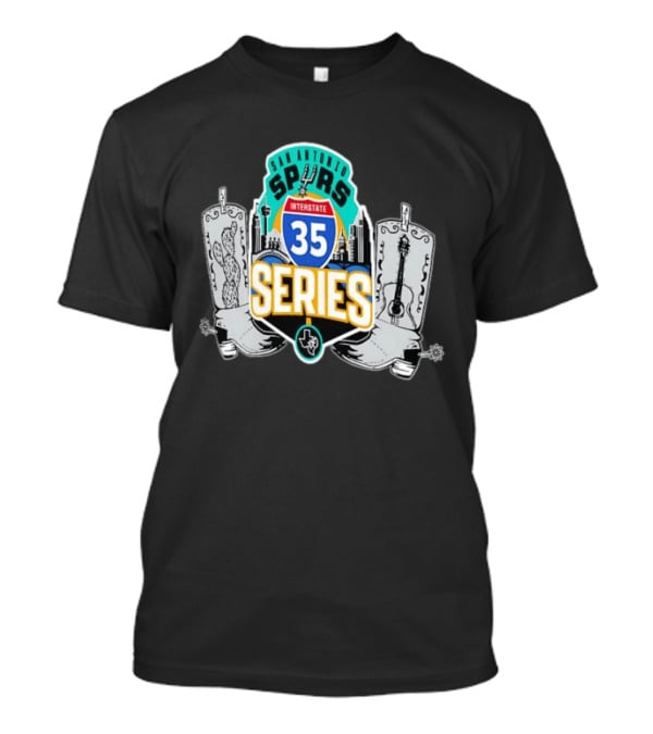 San Antonio Spurs Interstate 35 Series Cactus Guitar Boots Skyline T-Shirt