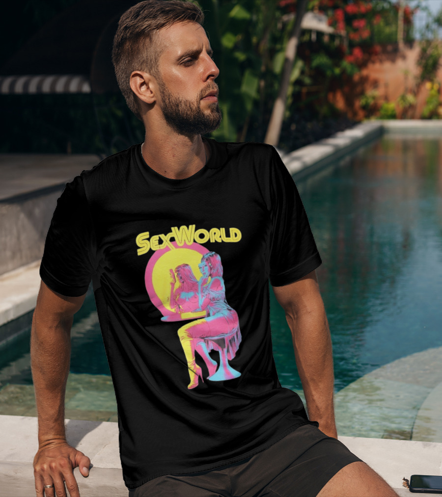SexWorld Retro Neon Art Style With Futuristic Sexbot T-Shirt