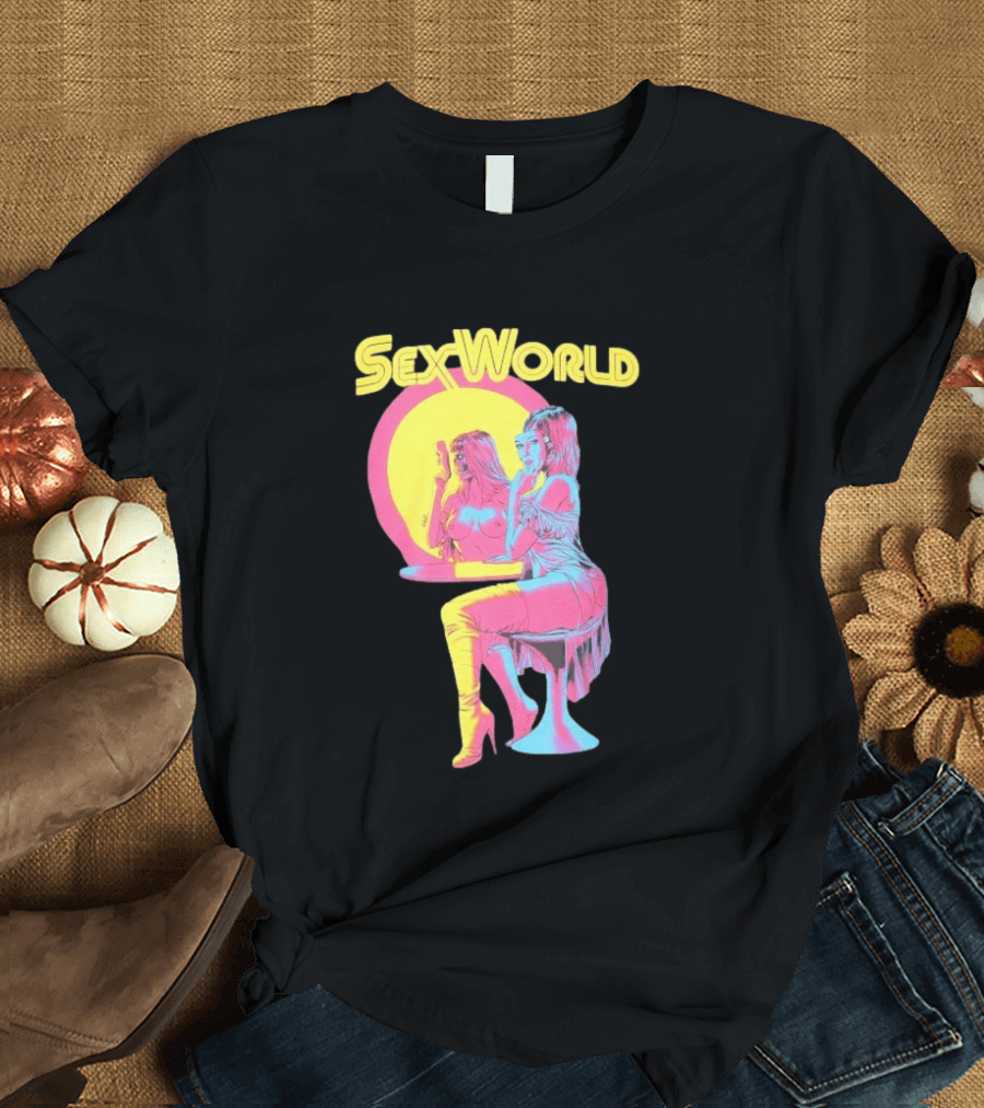 SexWorld Retro Neon Art Style With Futuristic Sexbot T-Shirt