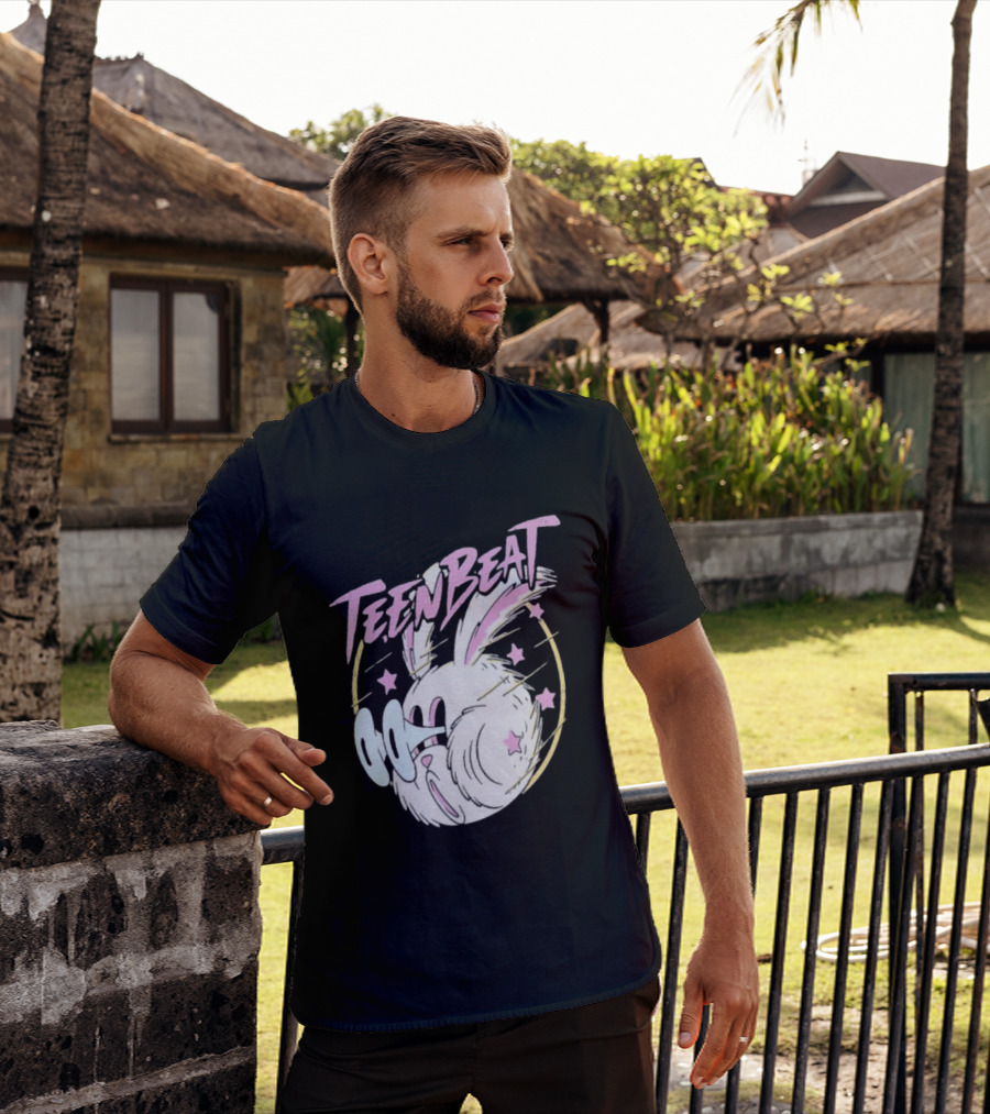 Teen Beat Blink Bunny Whimsical Pastel Stars Emo Vibe T-Shirt
