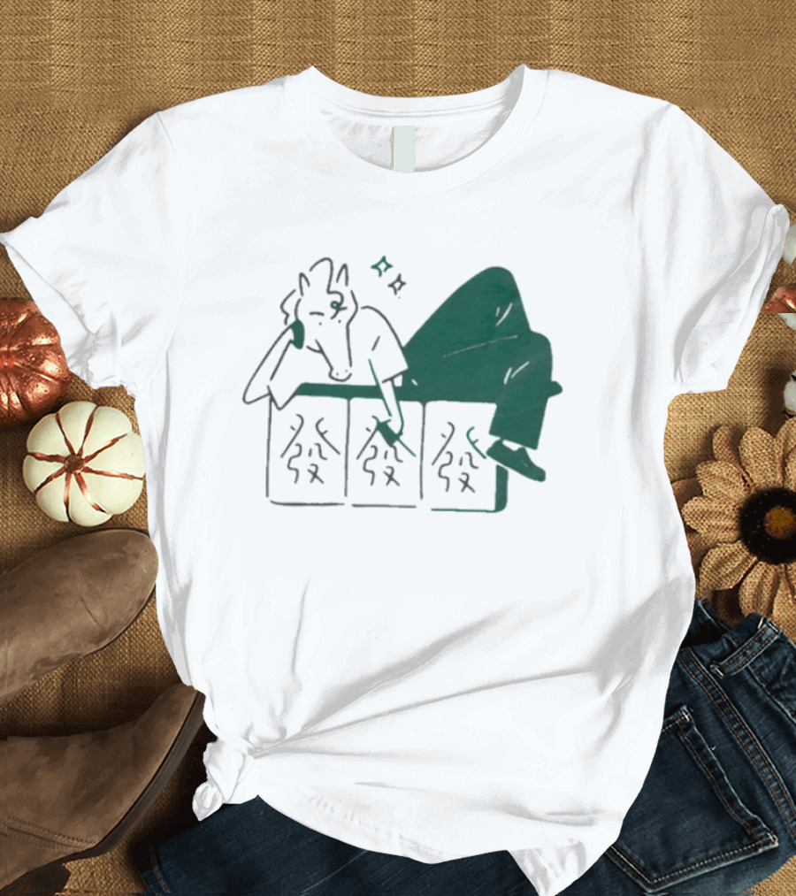 Aforarcade Lucky Horse Resting On Abstract Boxes With Stars T-Shirt