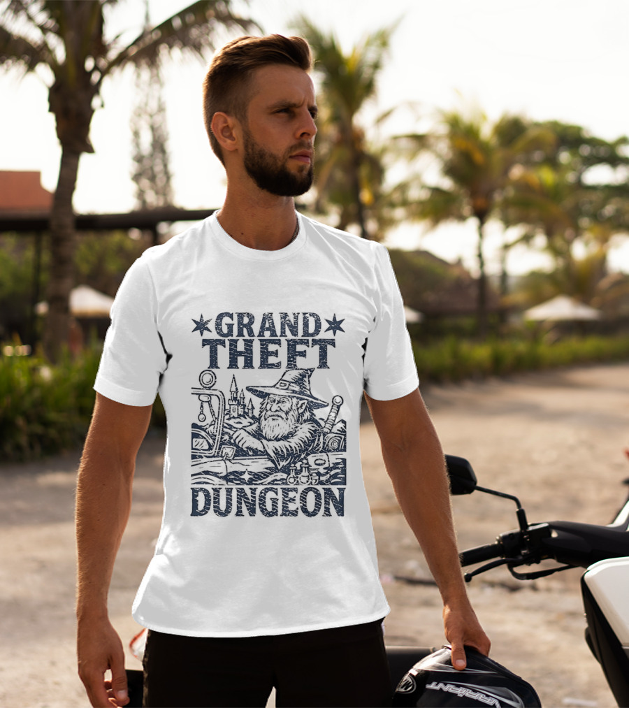 Grand Theft Dungeon Wizard Parody Adventure Gamer Mashup T-Shirt
