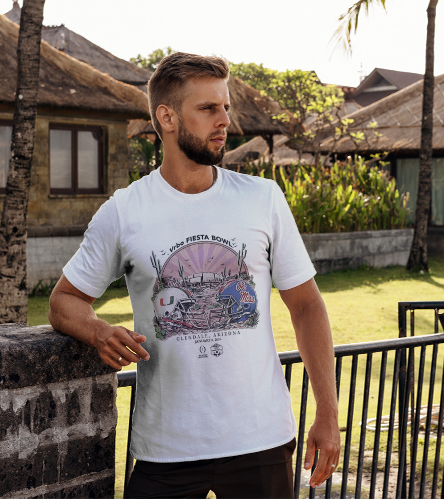 Miami Hurricanes Vs Ole Miss Rebels Vrbo Fiesta Bowl Glendale Arizona 2026 T-Shirt