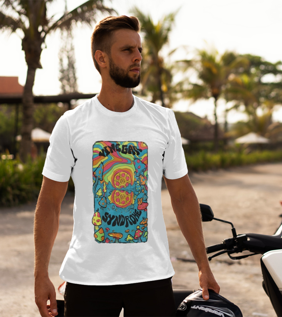 Vinegar Syndrome Shroomland Psychedelic Sun Variant Trippy Mushrooms T-Shirt
