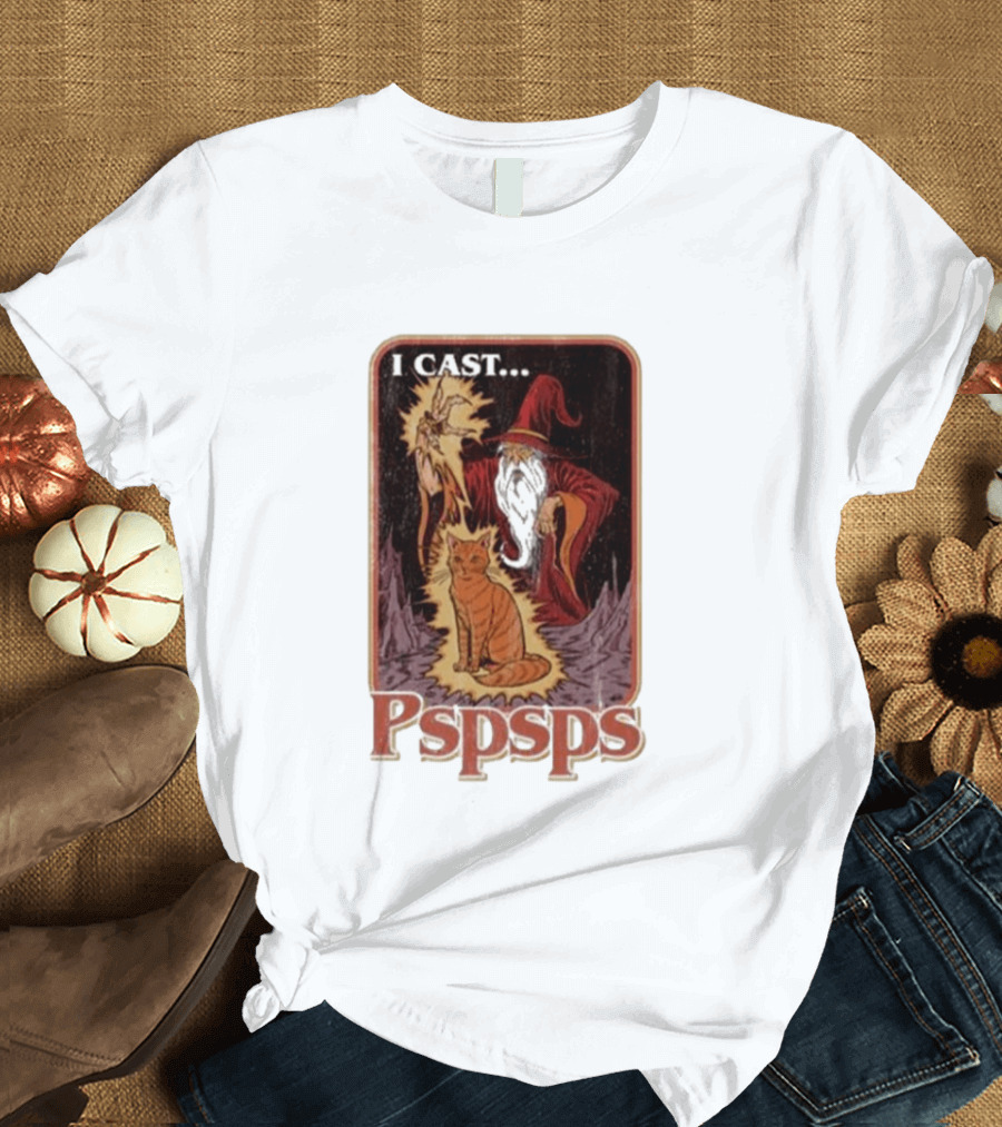 I Cast Pspsps Wizard Mystical Cat Aidan Wachter T-Shirt