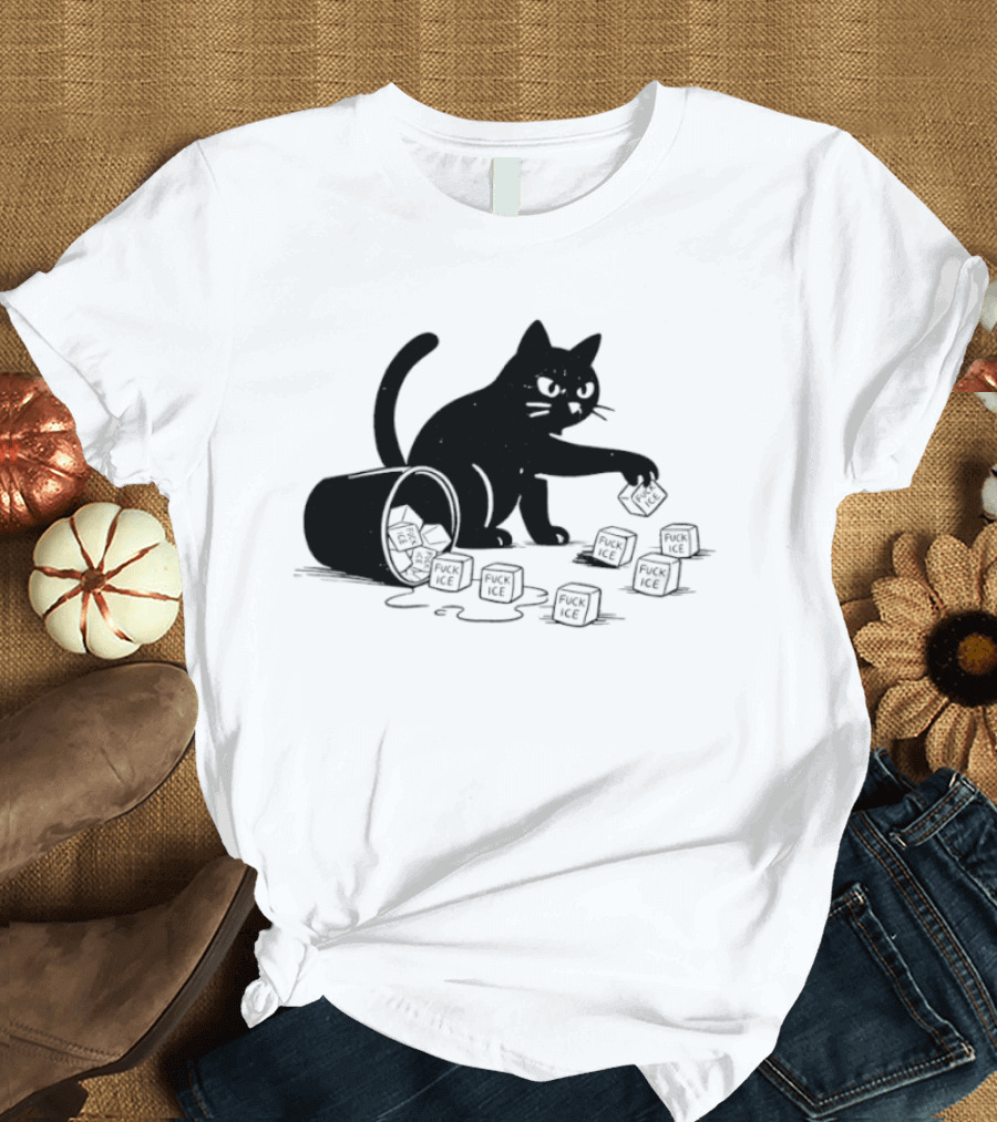 Black Cat Anti Trump Fuck Ice T-Shirt
