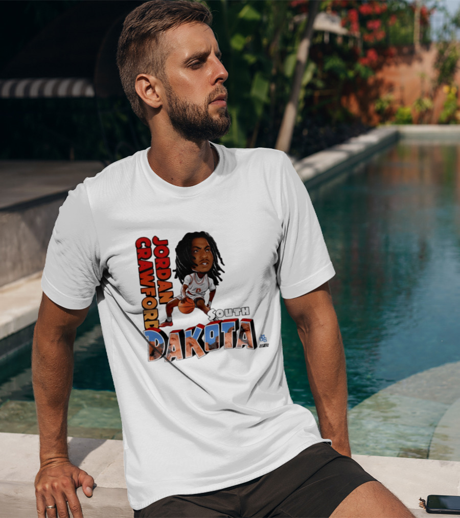 Jordan Crawford South Dakota Basketball Player Cartoon Sports T-Shirt