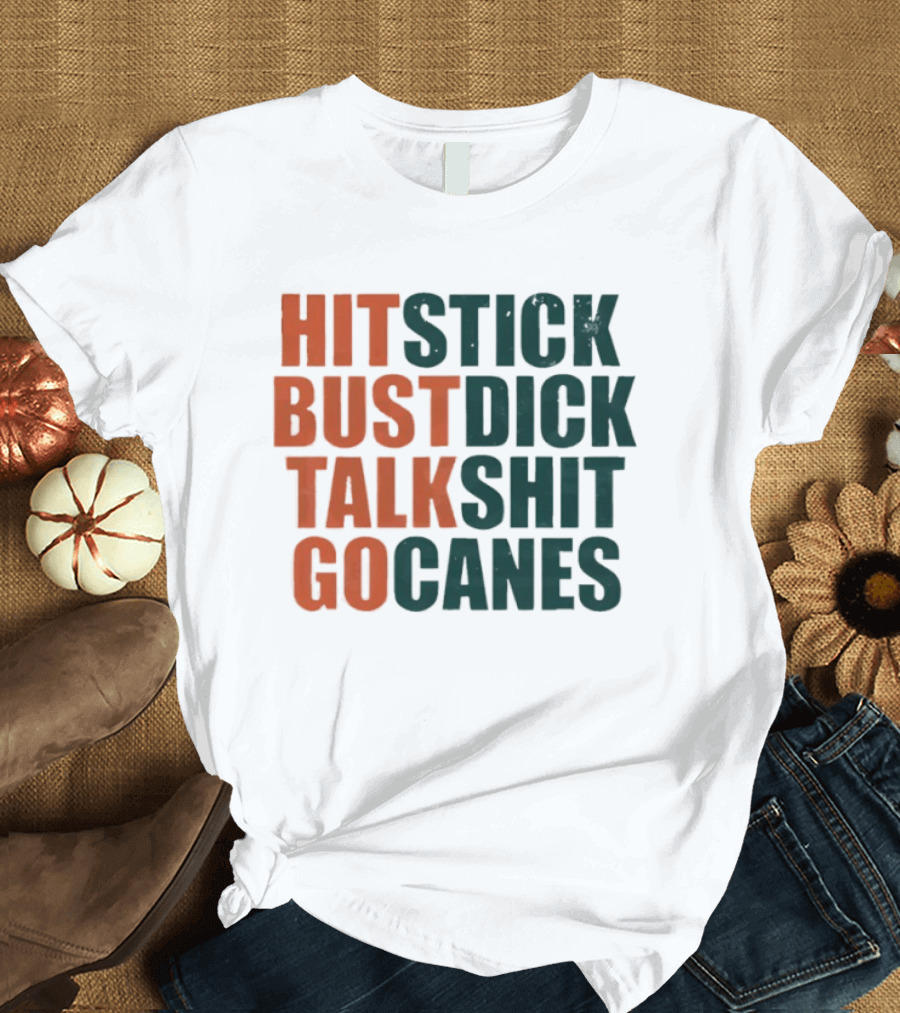 Hit Stick Bust Dick Talk Shit Go Canes Miami Hurricanes T-Shirt
