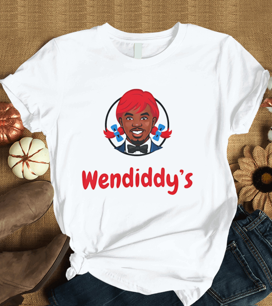 Wendiddy's Red Hair Blue Bow Pigtails T-Shirt
