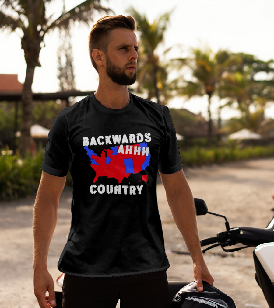 Backwards Ahhh Country State Map USA T-Shirt