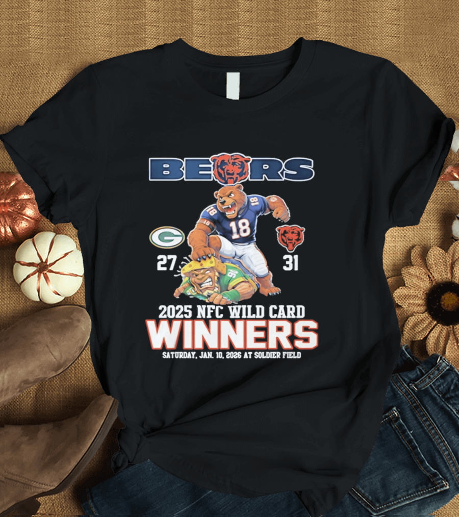 Bears 2025 NFC Wild Card Winners January 14 Soldier Field Packers 27 Bears 31 T-Shirt