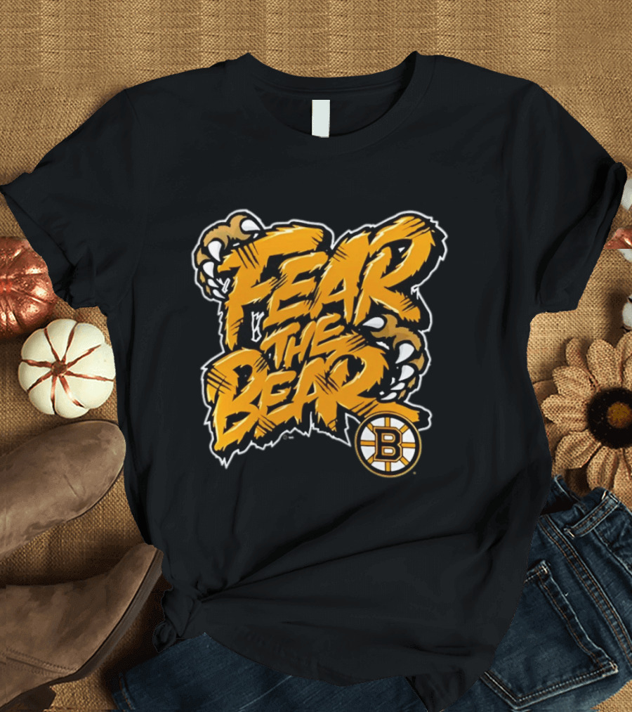 Boston Bruins Fear The Bear Claw Graphic With Team T-Shirt